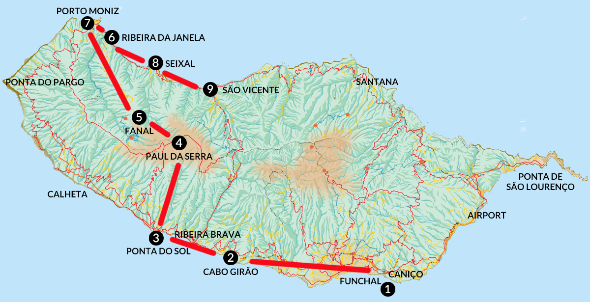 Madeira Island Tour Map