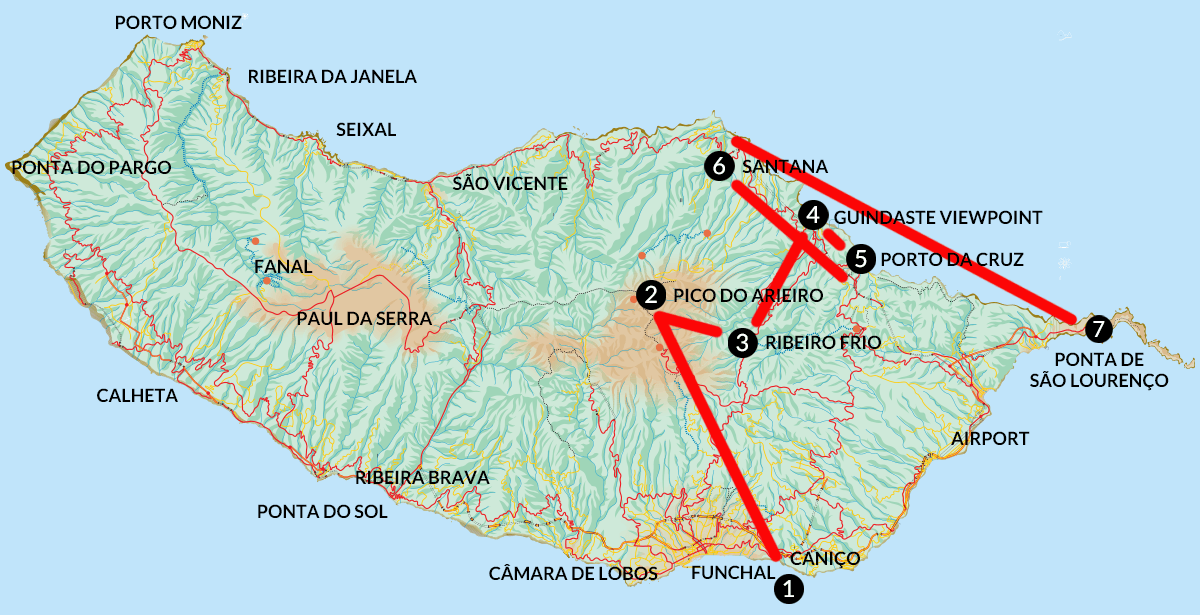 Madeira Island Tour Map