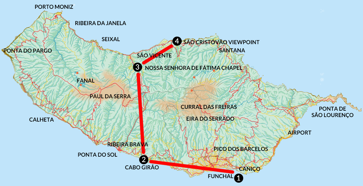 Madeira Island Tour Map